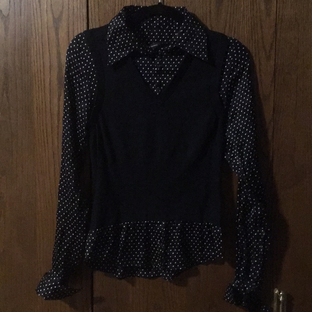 INC black and white polka dot top